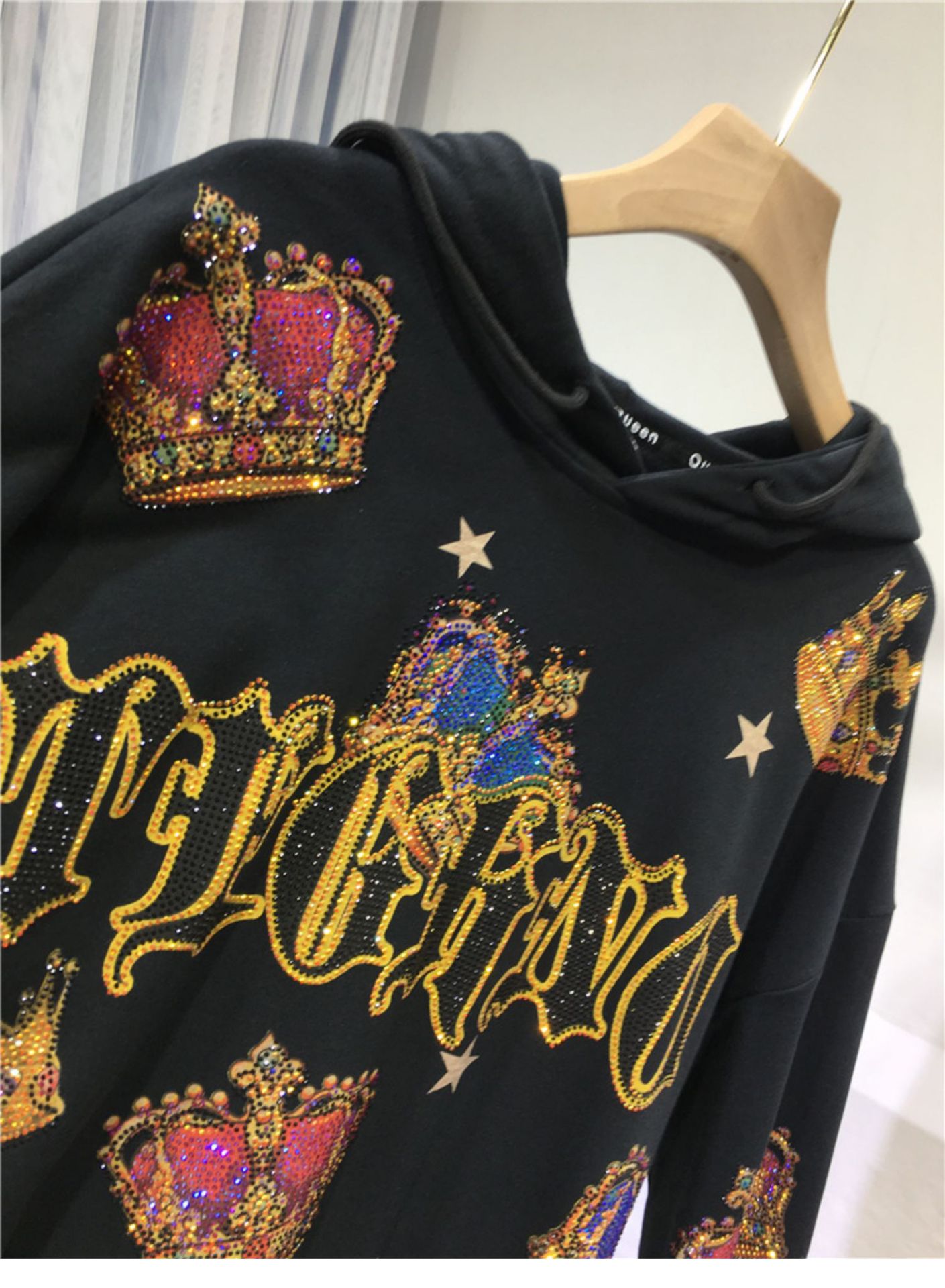 Women's Clothing Extra large size 2 300 catties fat mm goods heavy hot diamond thickened sweater female crown hooded style top_ecoleips.com