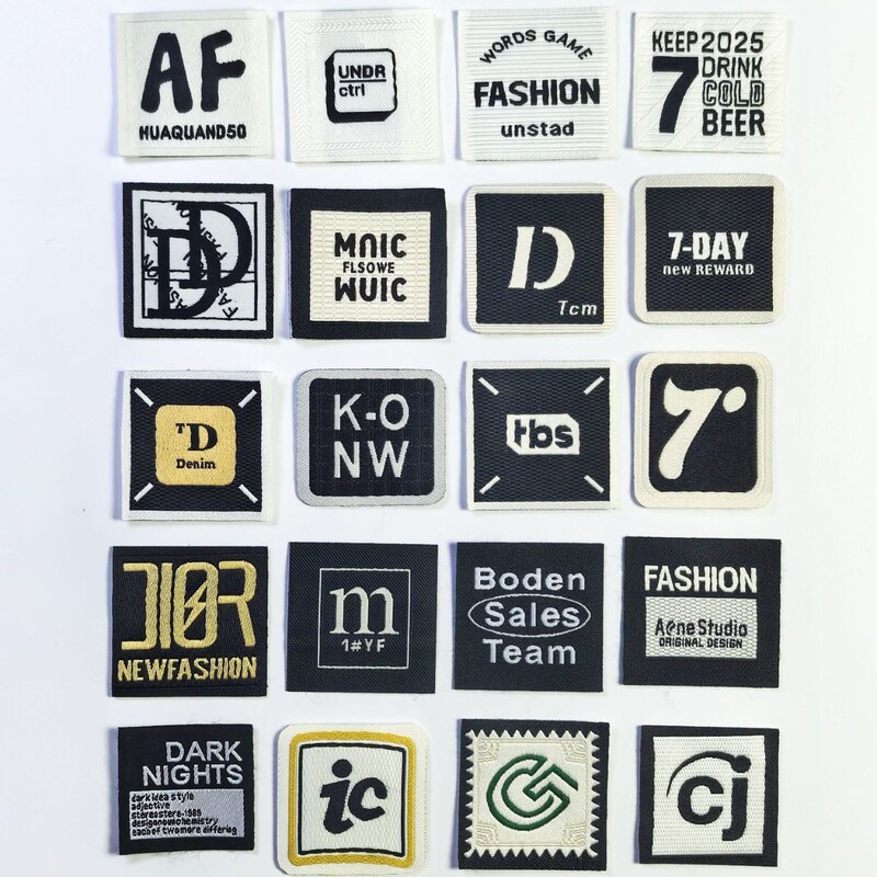 Trendy Brand Ready-Made Clothing Woven Labels, Small Square Labels, Custom-Made Small Batch Trademarks, Custom-Made High-Density Clothing Accessory Fabric Labels