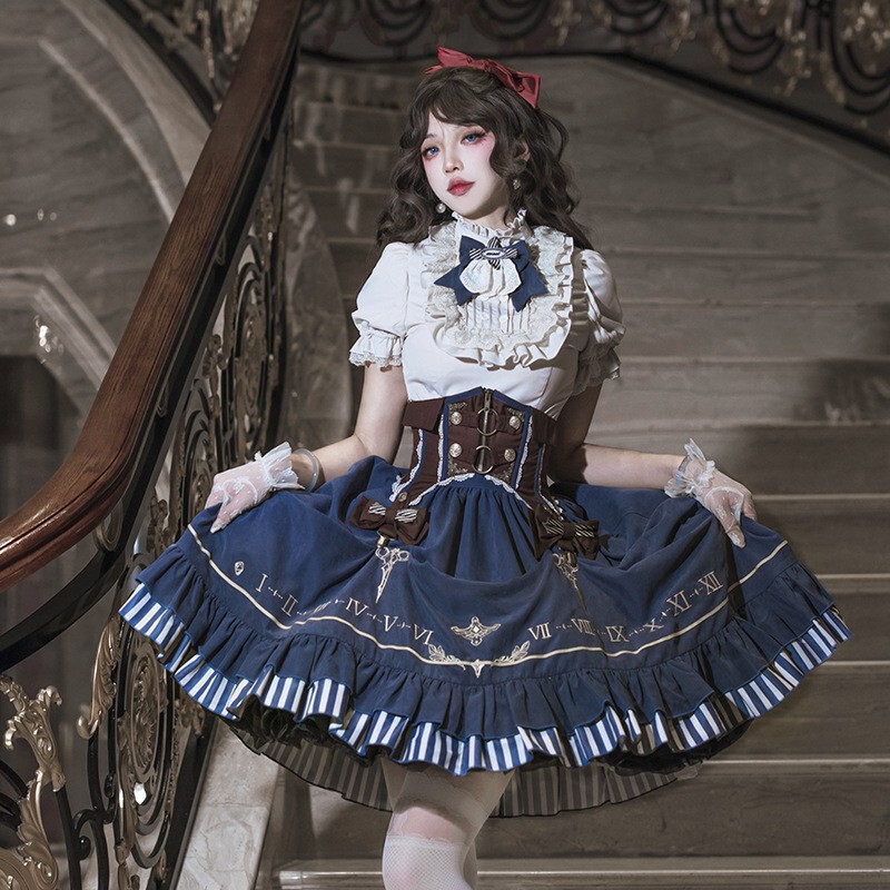 オリジナルの金ポインタロリータの女性シャツの腰の半分のスカートの日常のかわいいLolitaの甘いスカートの6969|undefined