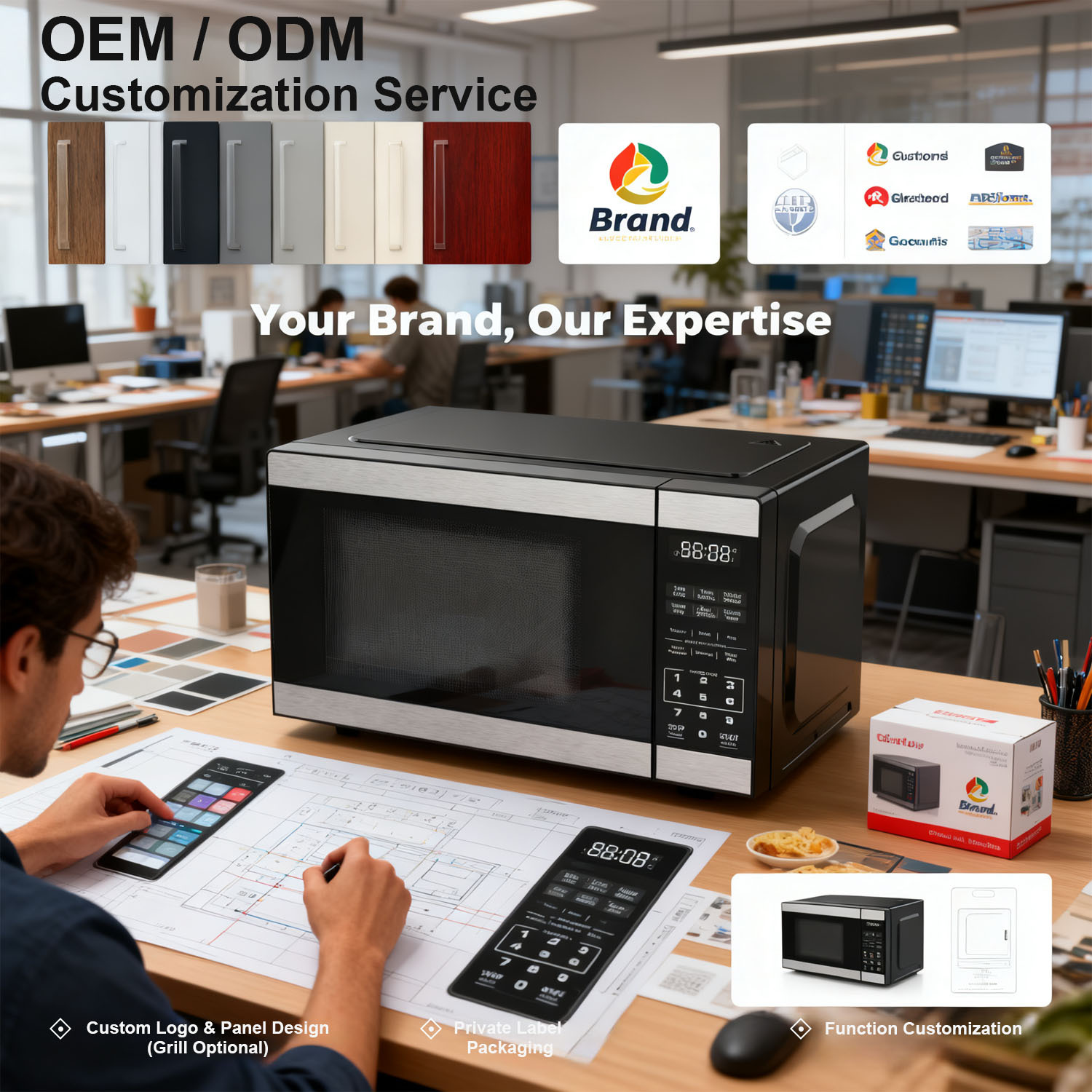 New Microwave Oven 20L Turntable Type Household Suitable for the Elderly and Children to Heat Meals Multi-Function Touch Microwave Oven