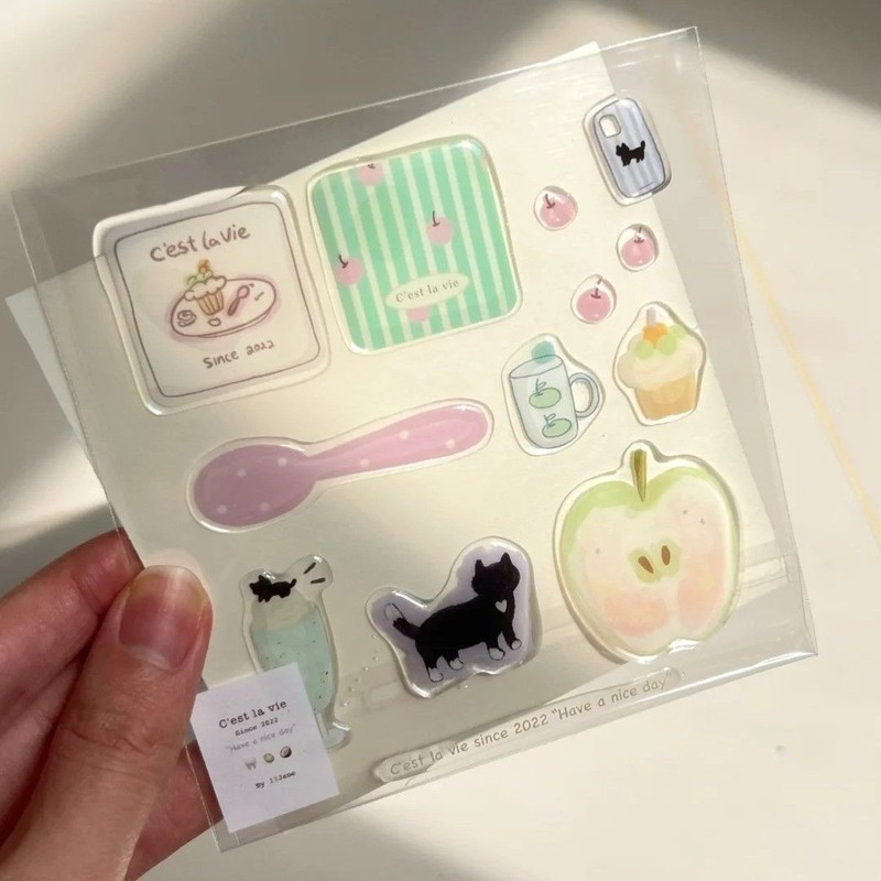 お好みのステッカー 猫の生活 ゼリーステッカー かわいい立体 DIY Guka iPad 携帯電話ケース コンピュータステッカー|undefined