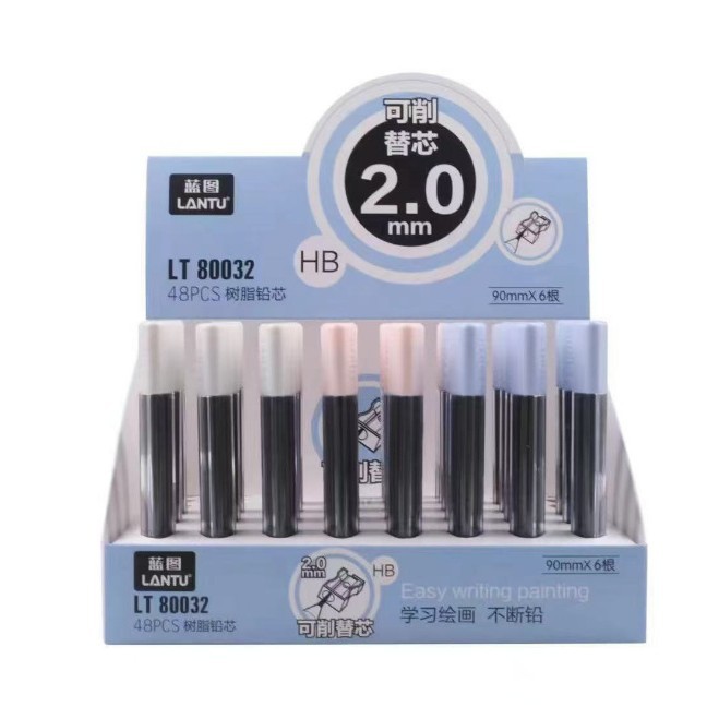 Portaminas retráctil 2.0mm 2B de Plástico, Sin afilado, para Escritura