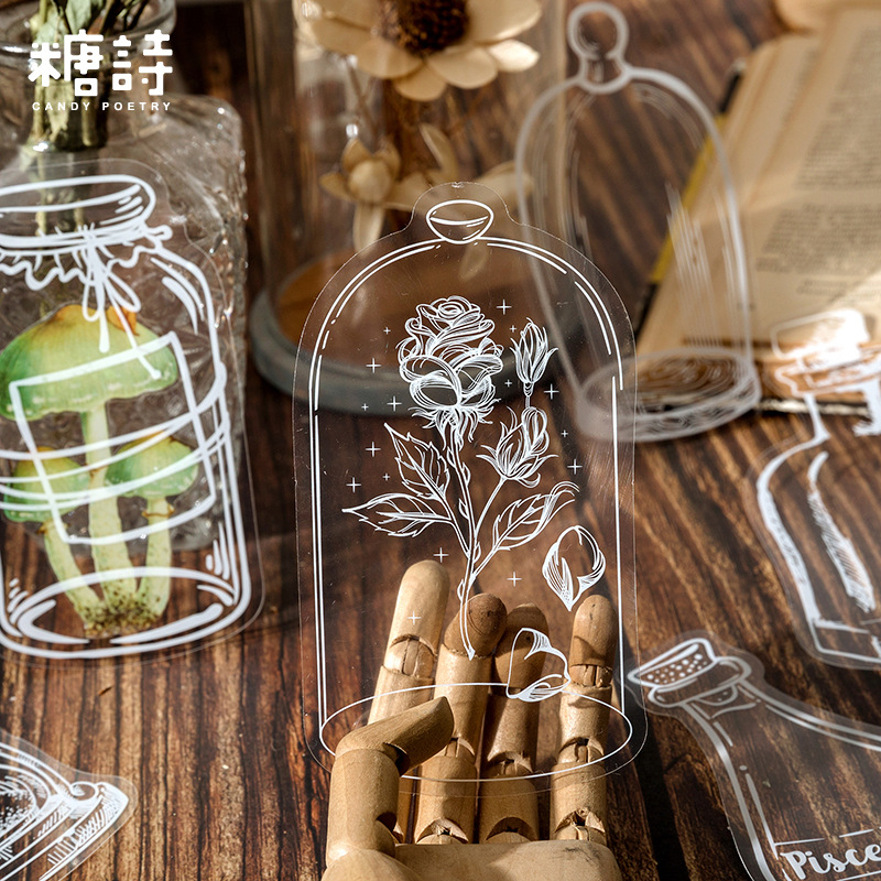 Tangshi PET etiqueta paquete utensilios Museo serie simple Diario transparente pegatinas decorativas 20 unidades en 6 tipos