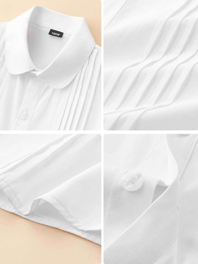 Camisa blanca de manga corta para niñas Camisa blanca de verano Escuela primaria y secundaria Jardín de infancia Uniforme escolar blanco Uniforme infantil