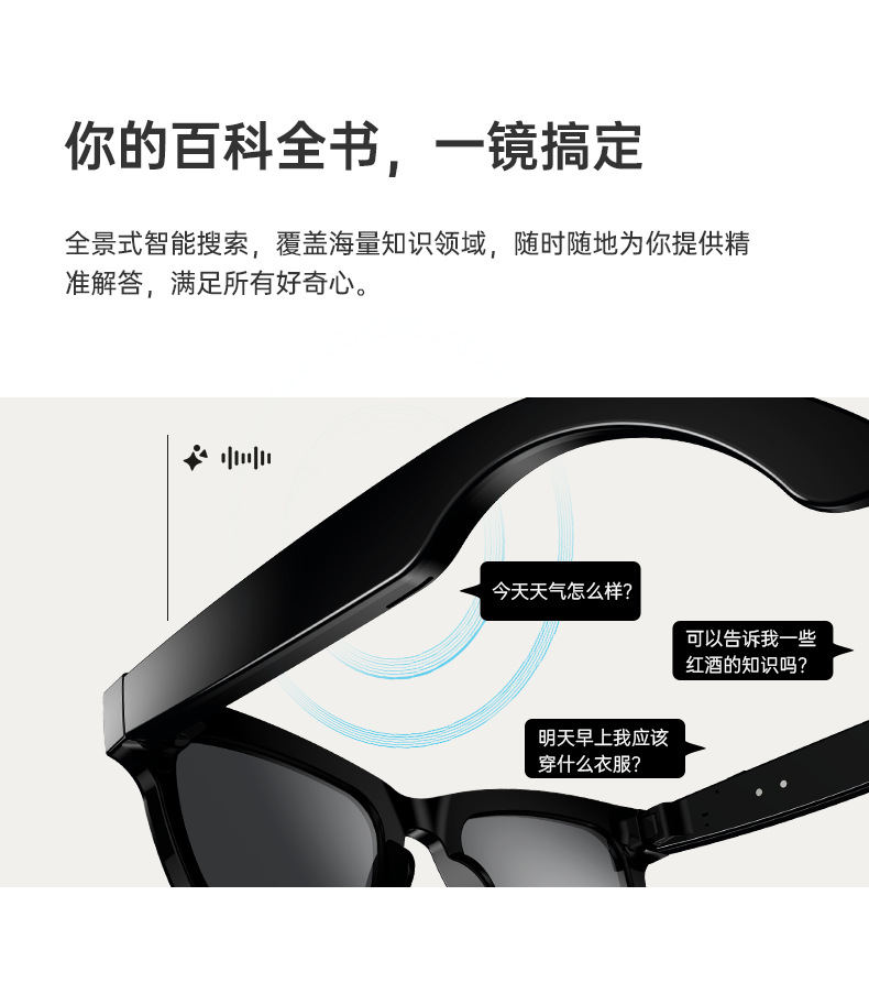 The new smart AI shooting glasses, polarizing filter, Bluetooth APP, music player, camera and video recording with 5 million pixels undefined