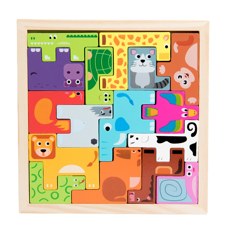 Transfronterizos Tetris puzzle puzzle niños desarrollo de puzzle tridimensional madera juguetes de ensamblaje al por mayor