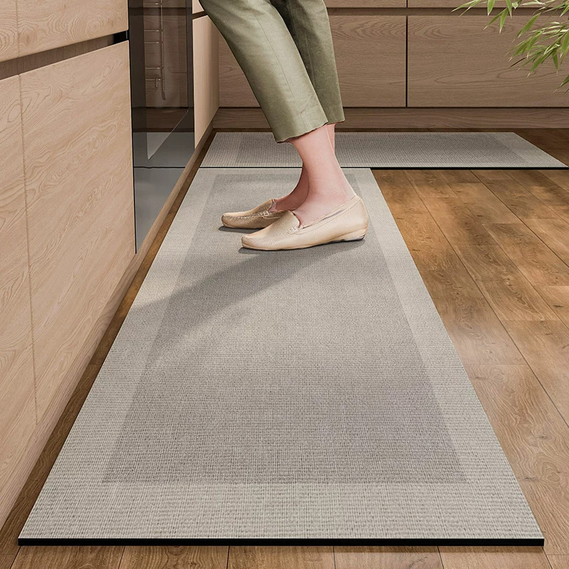 Cross-border Nordic-style geometric color-block long strip rug, kitchen oil-resistant, non-slip, absorbent, and stain-resistant floor mat, entryway decorative mat