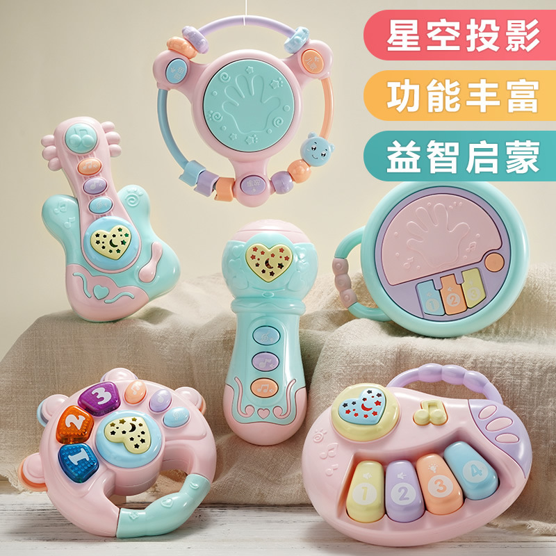 Baby Music Rattle Hand Drum Newborn Projection Story Machine Toy Early Education Puzzle 0-3 Years Old Baby Dropshipping