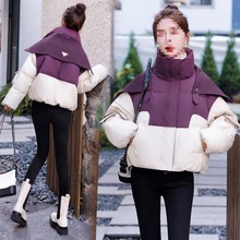 拼接羽绒服女短款冬季新款设计感洋气减龄加厚保暖白鸭绒外套