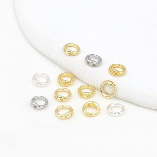 18K Real Gold Threading Closed Ring Connecting Ring Finishing Double Hole Pig Nose Ring Gold-Plated DIY Necklace Bracelet Accessories B06