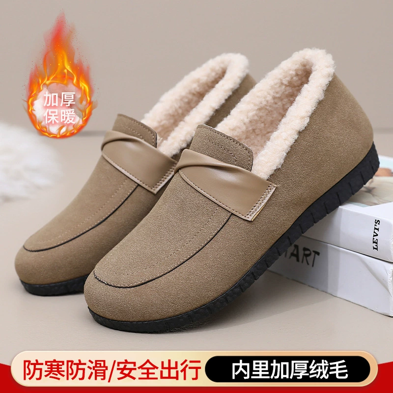Зимняя хлопковая обувь женская бархатная теплая бобовая обувь нескользящая мама обувь мягкая подошва модная дикая толстая наружная одежда хлопковые сапоги женская