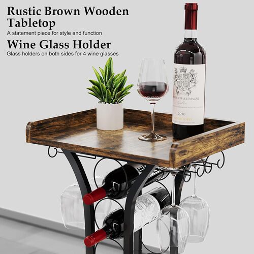 Cross-border spot expandable red wine rack mini bar table plant stand with glass frame wall-mounted space-saving wine cabinet