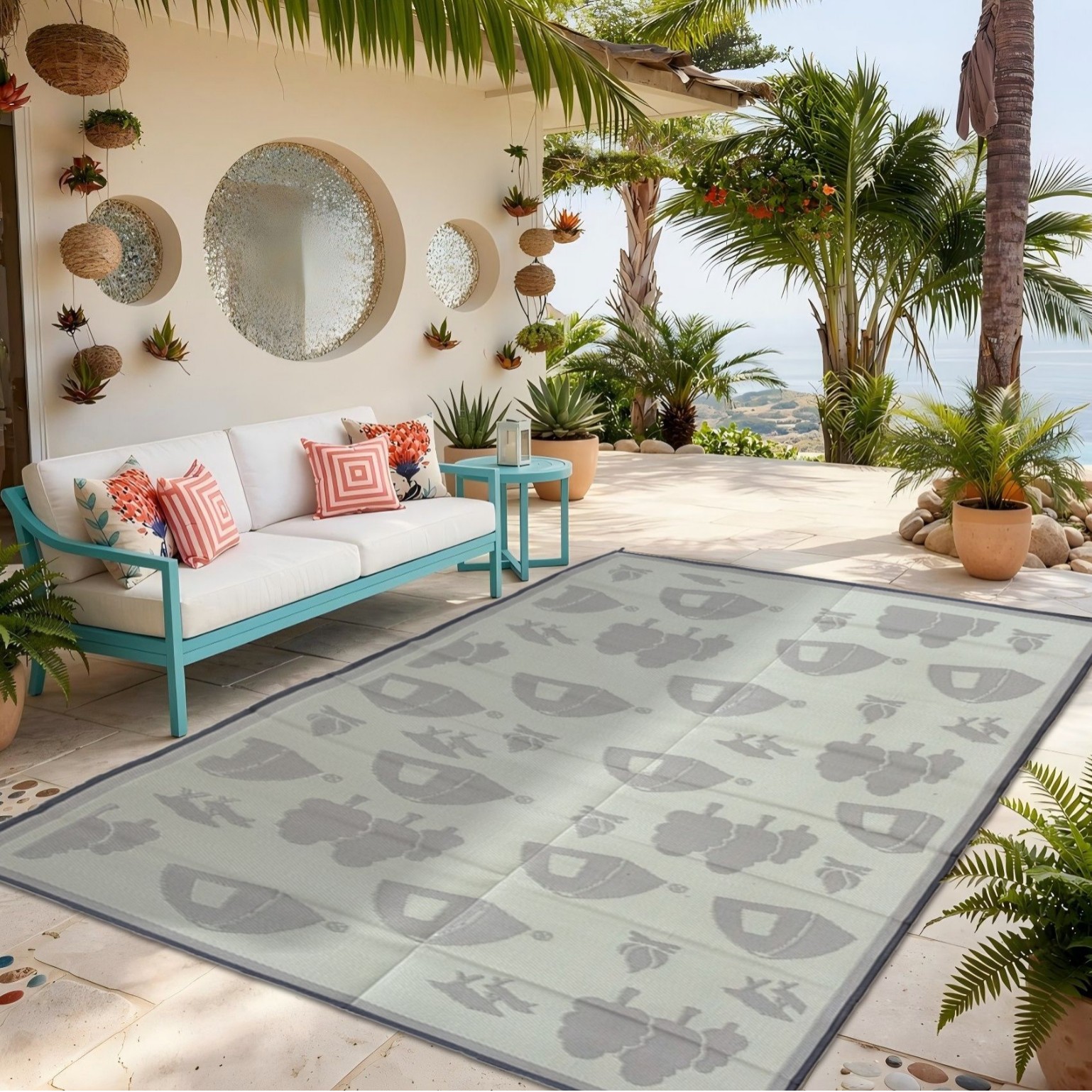 Inventario 2x3m gran tamaño paja de plástico césped picnic al aire libre alfombra de piso PP tubo lavable fácil de limpiar playa image 3