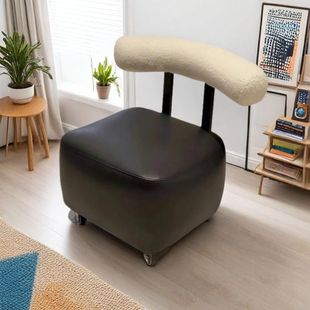 Movable Home Low Stool with Swivel Wheels, Simple Sofa Stool for Living Room, High-Value Small Stool with Backrest