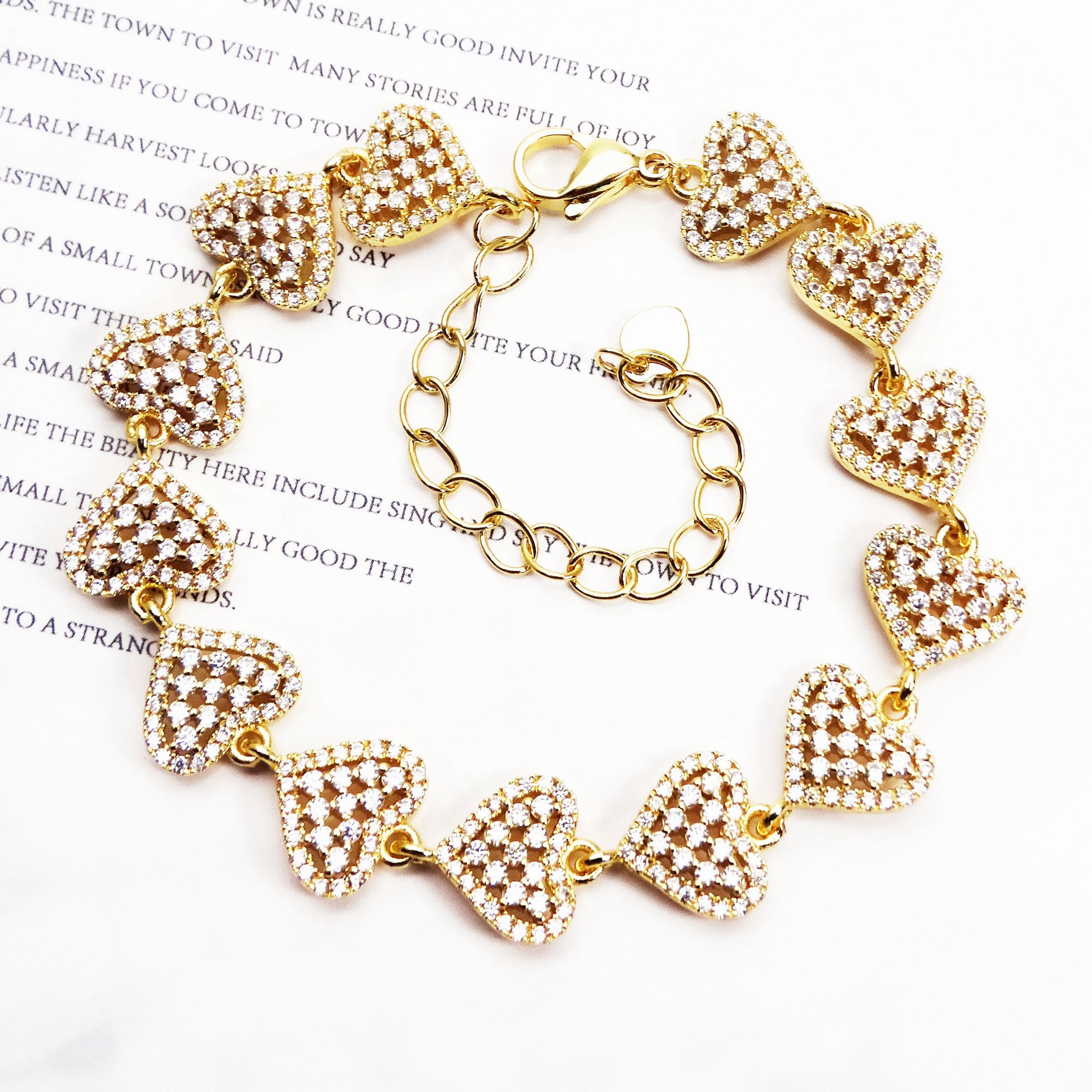 Copper Chain Material Heart Shape Copper Sweet Simple Style Copper Bracelets