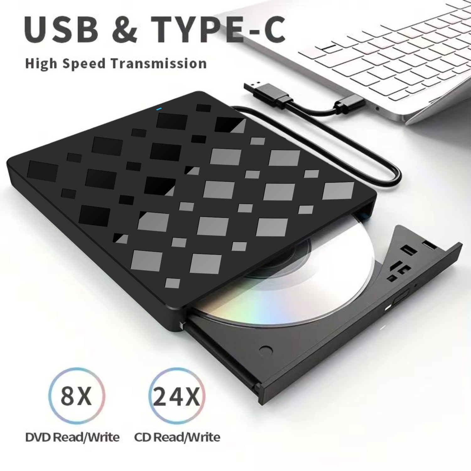 厂家直供多功能外置光驱DVD刻录机USB3.0/TypeC光盘刻录移动dvd机
