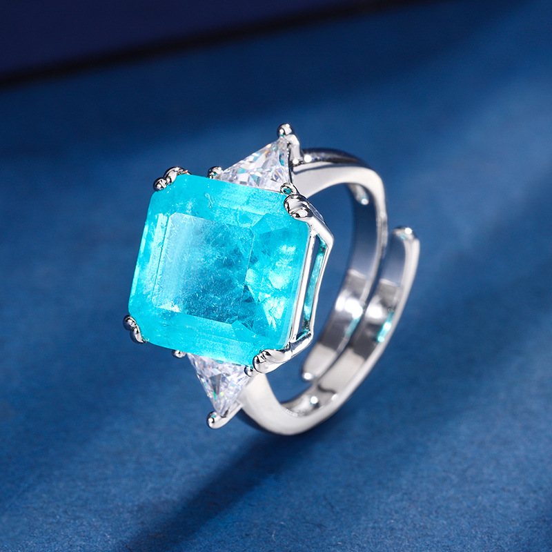 Zhuang Sheng joyas fondo de cobre chapado en oro esmeralda artificial red gang Yuhao con incrustaciones cuadrado 12*12 anillo de la vendimia para las mujeres