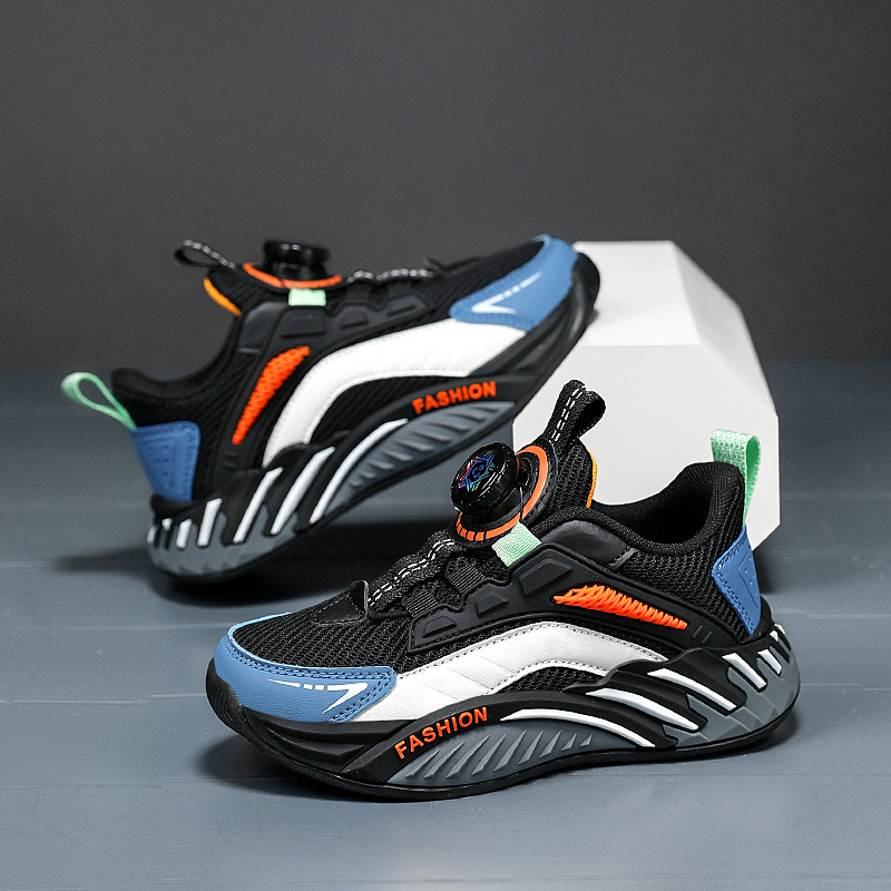 兒童春季雙網運動老爹鞋新款學生網面運動鞋輕便透氣男女童跑步鞋