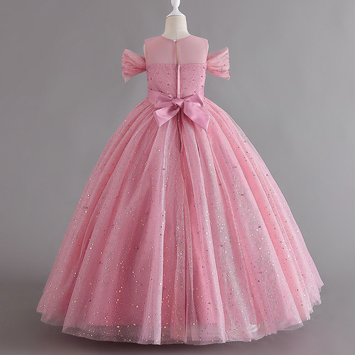 Cross-border girl's high-end dress, off-shoulder children's dress, ballgown princess dress, runway piano performance evening dress