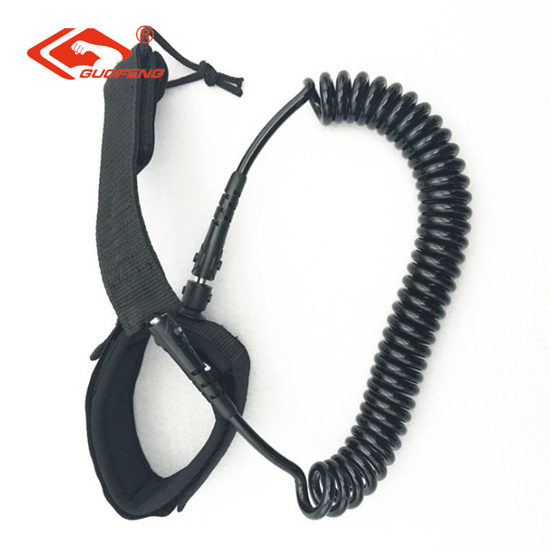 Cuerda de seguridad para tablas de surf de TPU con cable de acero de resorte marino de 7 mm de la potente fábrica de Guangdong, cuerda en espiral para vela de surf.