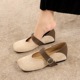 8866-2 French Evening Style Square Head Mary Jane Single Shoes Women's Interior Height Increasing Versatile One Button Casual Commuting Shoes