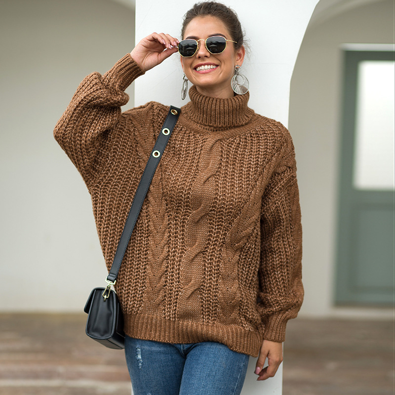Suéter de punto estilo universitario para mujer, otoño-invierno 2026, el suéter de cuello alto de punto grueso más vendido en Amazon para mujer.