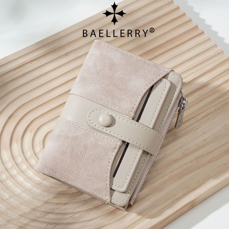New Style Women's Short Wallet, Cross-Border Color-Blocking Fashion, Multi-Card Slots, Snap Button Wallet, Versatile Simple Zipper Coin Purse