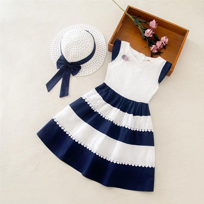 Girls Summer Pure Cotton Dress 2025 New Kidsren's Summer Internet Celebrity Style Girl Splicing Princess Skirt