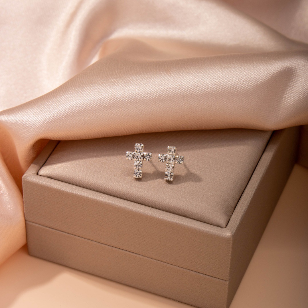 Pendientes de botón con perlas y circonitas para mujer_voghion.com
