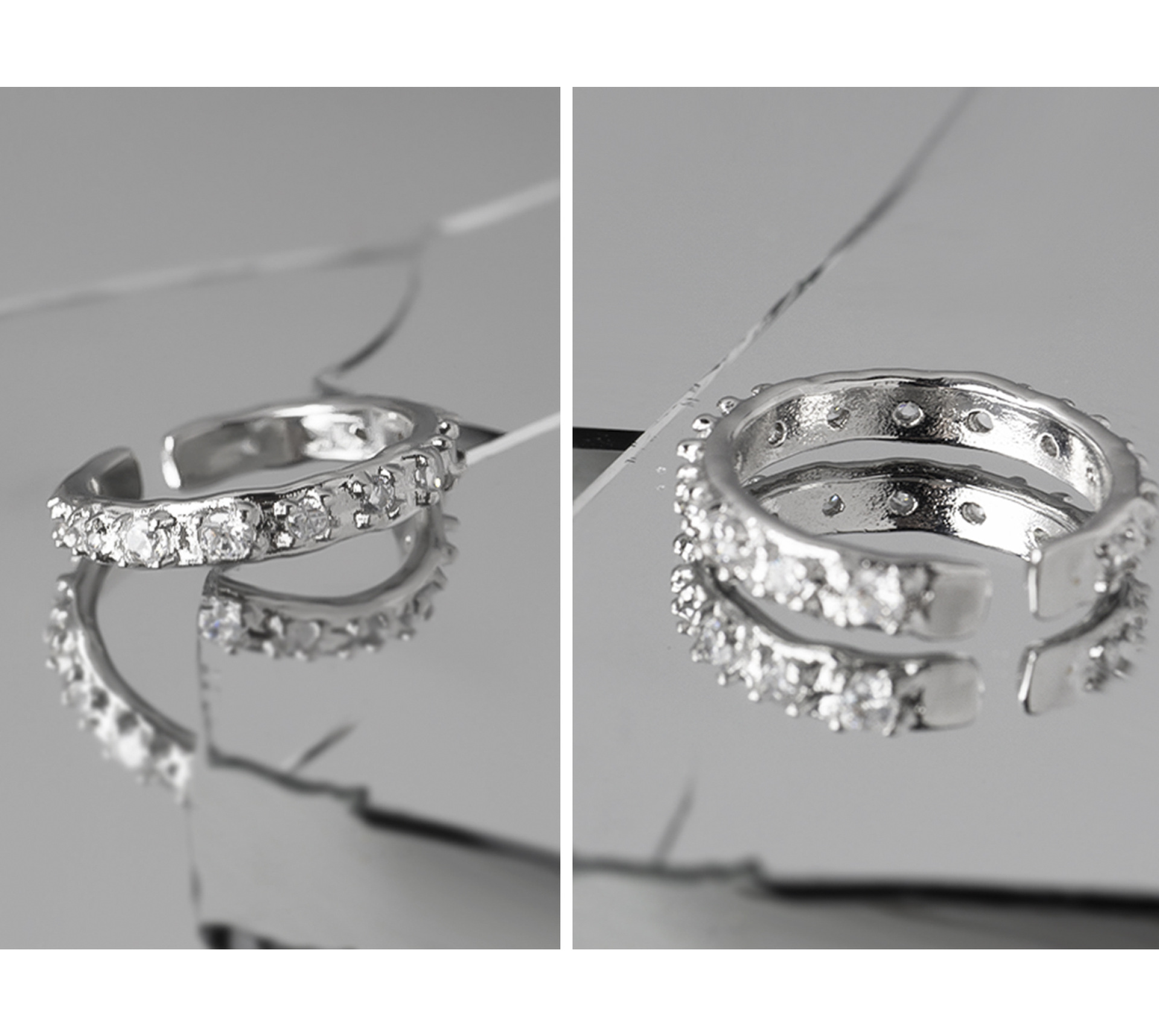 Simple Style Geometric Copper Plating Zircon Open Ring