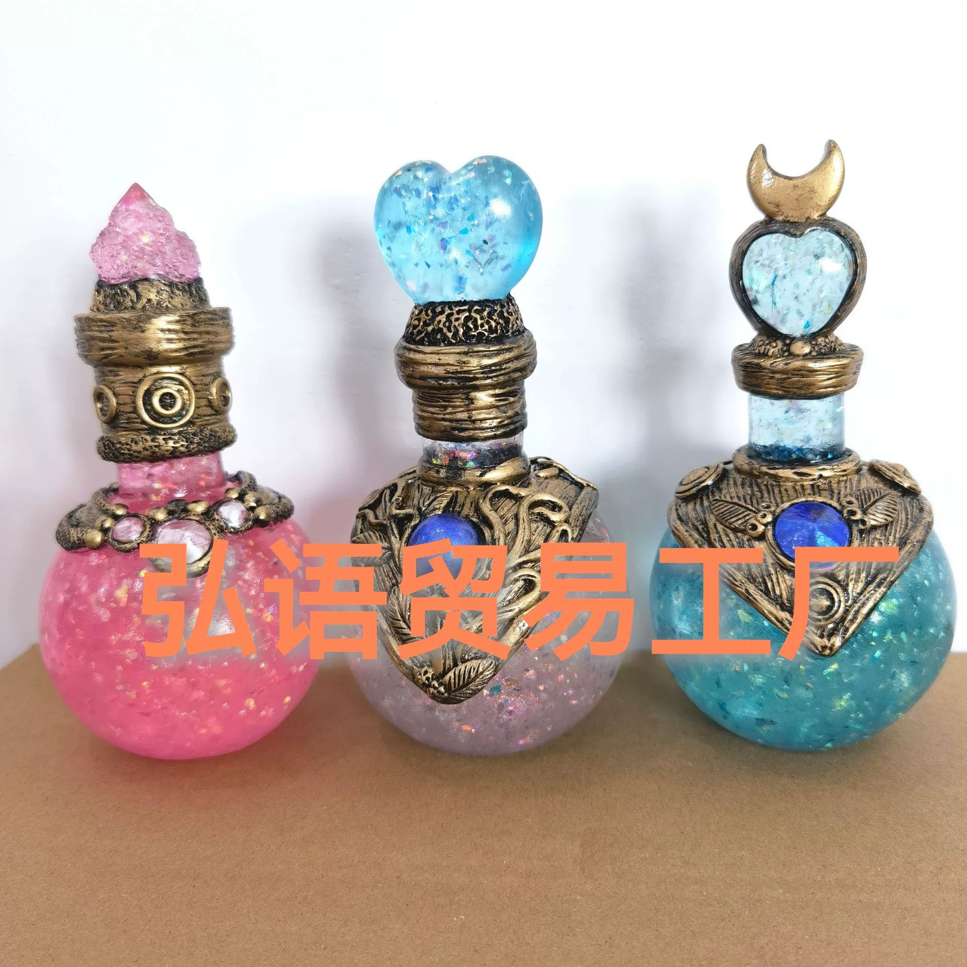 Decorative Moon Bottle, Resin mermaid-halo ornament for indoor desktop, 14.5×8 cm, 300 g