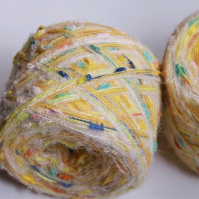 100g 밝은 노란색 손 혼합 실 컬러 도트 그라데이션 울 볼 가방 모자 컬러 하위 패턴 컬러 수제 핫 스타일 다채로운