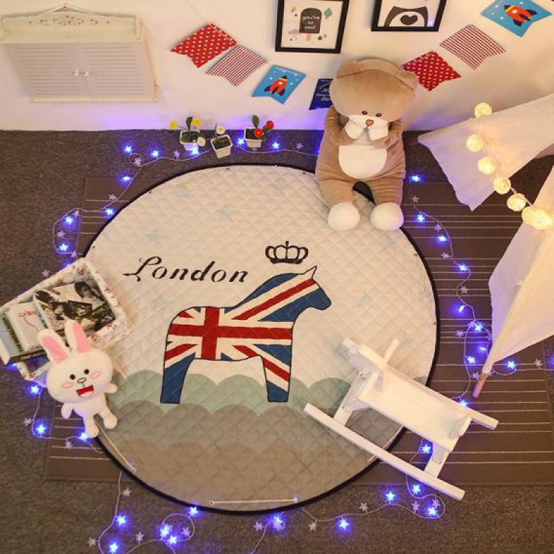 2023 nueva estera de almacenamiento de diámetro 1,5 m de los niños de dibujos animados escalada Mat piso redondo estera habitación de los niños dormitorio sala de estar
