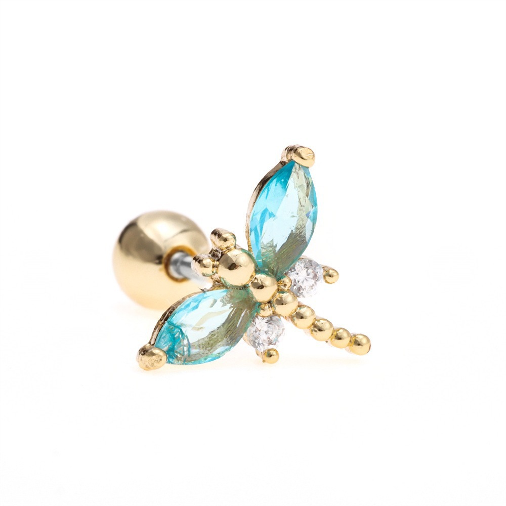 1g Weight Copper Ear Needle Material Zircon Inlay Material Cartilage earrings Classification 1 Piece Quantity Holiday Occasion Copper Material Heart Shape, Dragonfly Pattern All Seasons Season Women's Gender Inlay Design Vacation, Simple Style Style 1 Piece Vacation Simple Style Heart Shape Dragonfly Inlay Copper Zircon Cartilage Earrings 12
