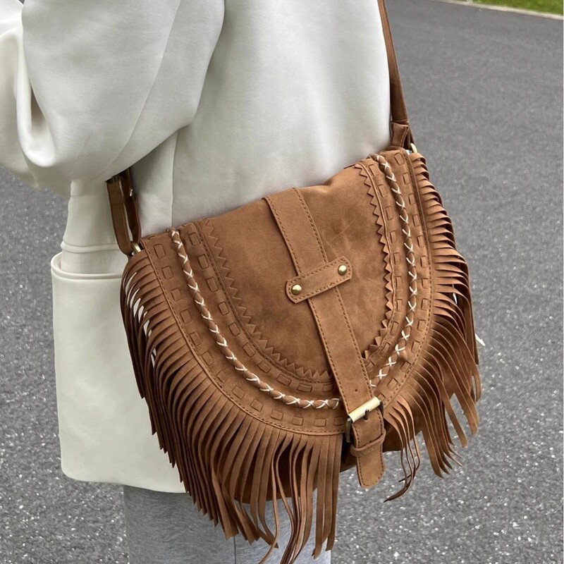 Brown Tassel Bag 2026 New Retro Western Cowboy Bag Niche Ethnic Style Bohemian Crossbody Bag for Women