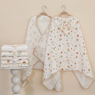 Baby's Cape Sunscreen Cloak Four-Layer Gauze Spring and Summer Hat Lightweight Soft Absorbent Baby Crepe Bath Towel Wholesale