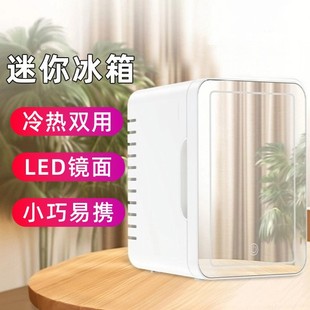 Car Beauty Refrigerator Car with Light and Makeup Mirror Skin Care Products Beverage Insulation Heating and Cooling Box 4L Facial Mask Refrigerator Cabinet