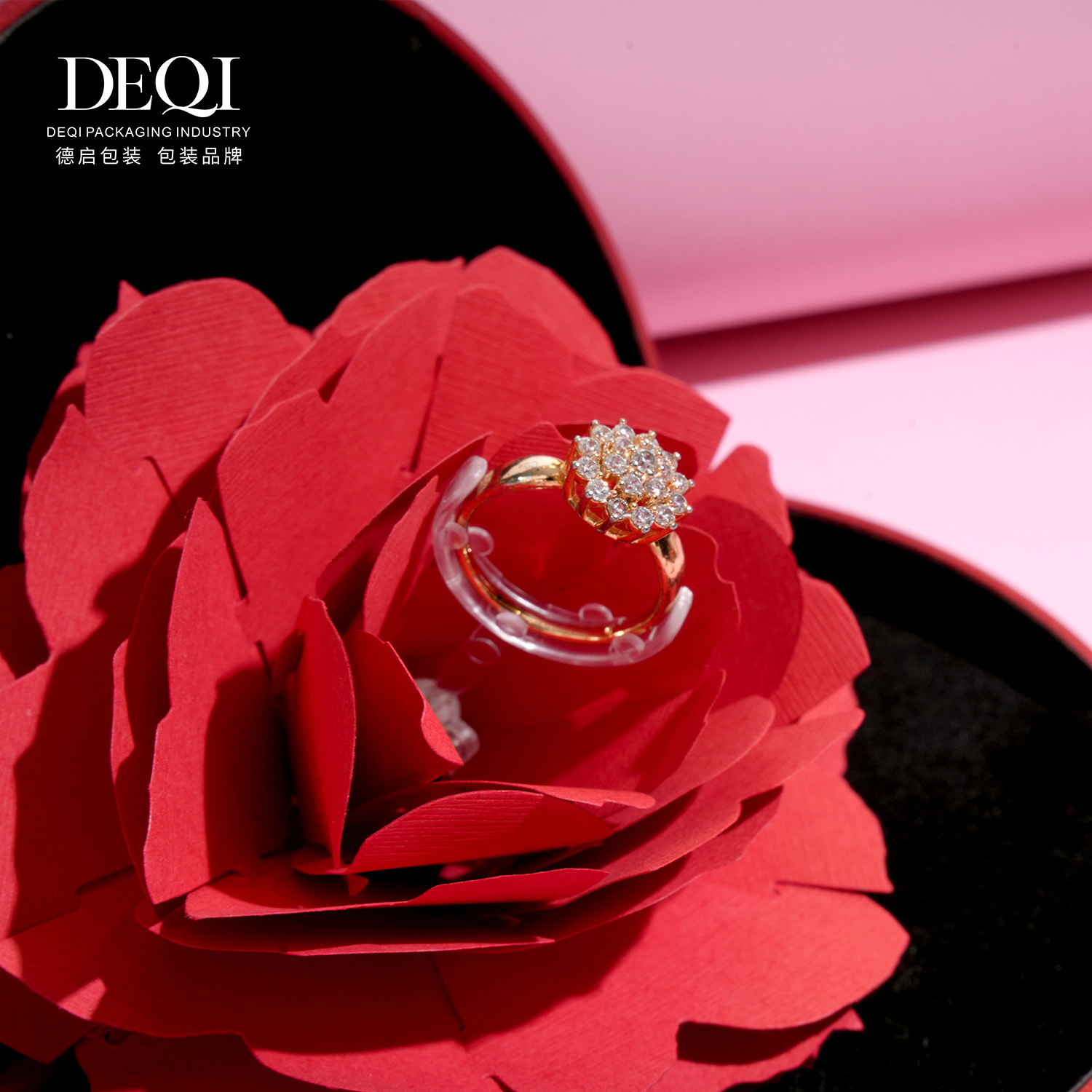 新しいアイデアの指輪の箱のバラのアクセサリーの箱のロマンチックな指輪の宝石のアクセサリーの包装箱のプロポーズの指輪のプレゼントの箱