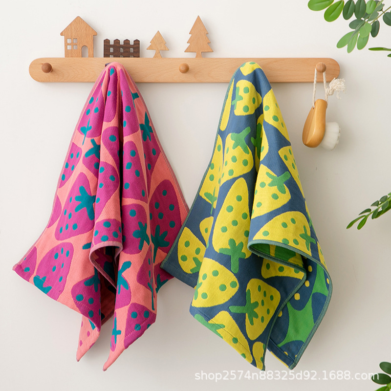 Pure Cotton Gauze Large Towel Cartoon Jacquard Adult Absorbent Towel Soft Absorbent Face Wash Gift Large Towel Face Towel