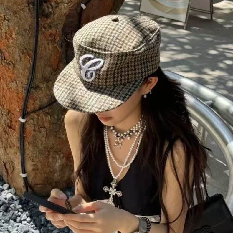 早秋新款平顶复古鸭舌帽女立体刺绣鸭嘴帽休闲百搭平檐棒球帽男潮|undefined
