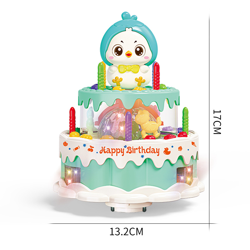 Torta de cumpleaños giratoria eléctrica juguetes de luces, música, regalos de cumpleaños, juguetes caseros, regalos de vacaciones para chicas