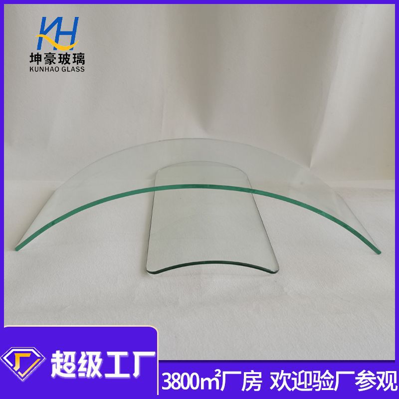 加工小家电曲面玻璃小尺寸半径弯钢玻璃4mm小弧形玻璃壁炉玻璃