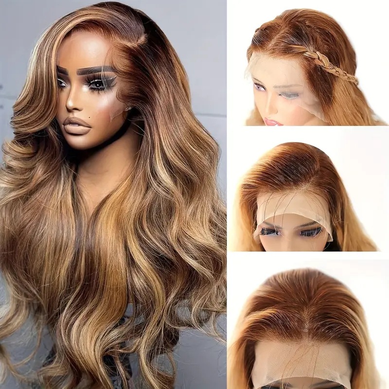 Peruca sintética front lace com ondas para mulheres cabelo longo_voghion.com