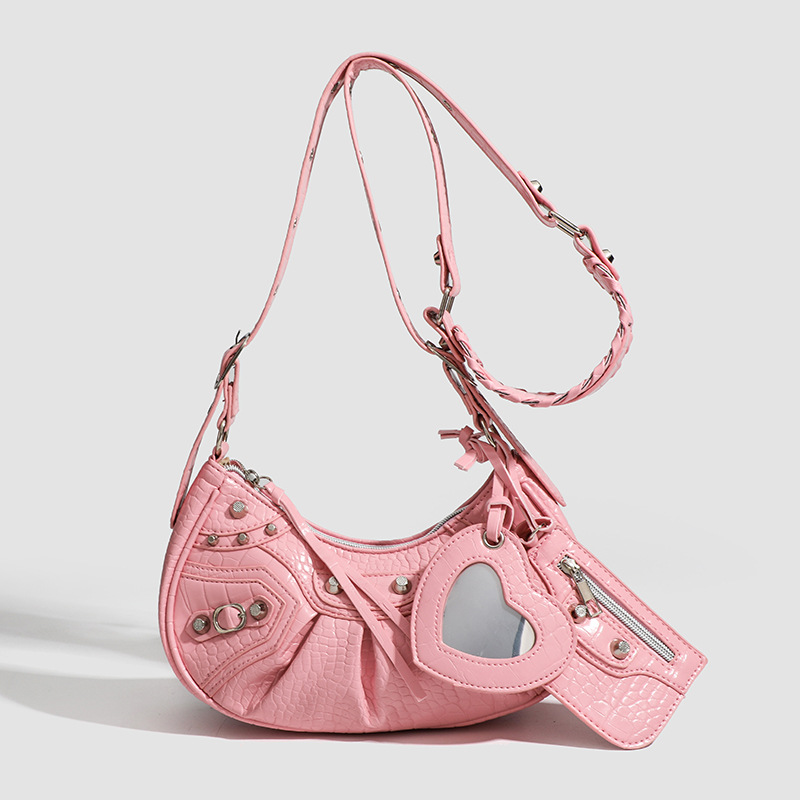 2026 New Niche Design Studded Spicy Girl Style Underarm Bag Versatile 3-In-1 Handbag Shoulder Crossbody Crescent Bag - Thumbnail 6