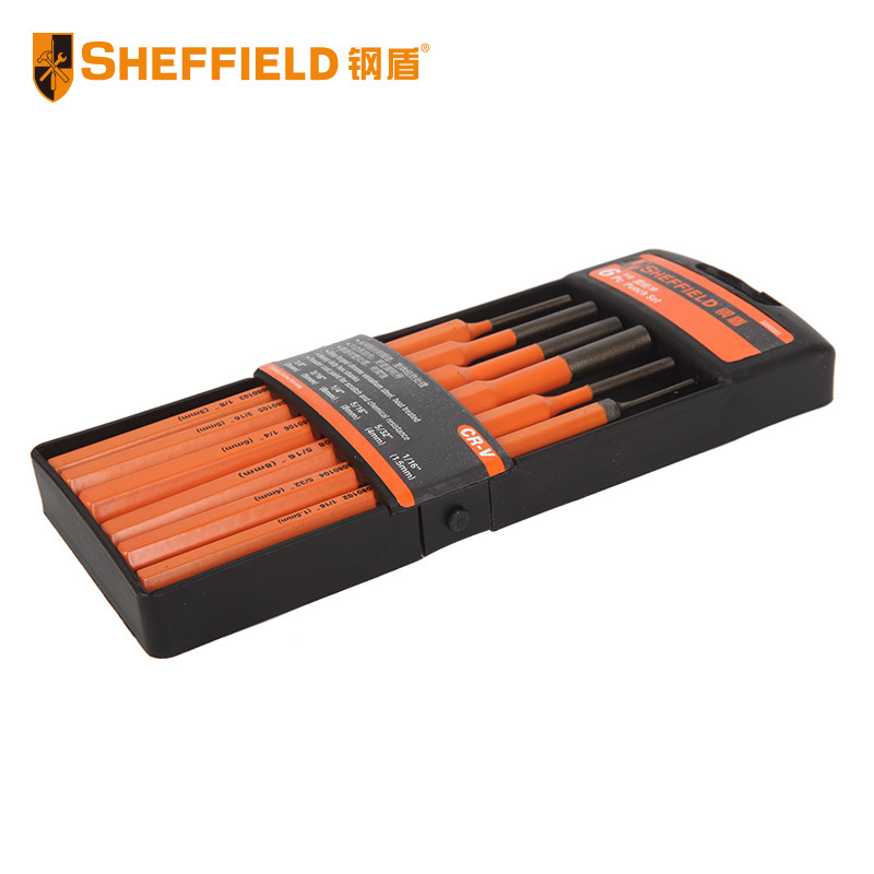 钢盾S080003 6件套圆柱冲圆锥销冲打孔器组合套装圆柱凿子