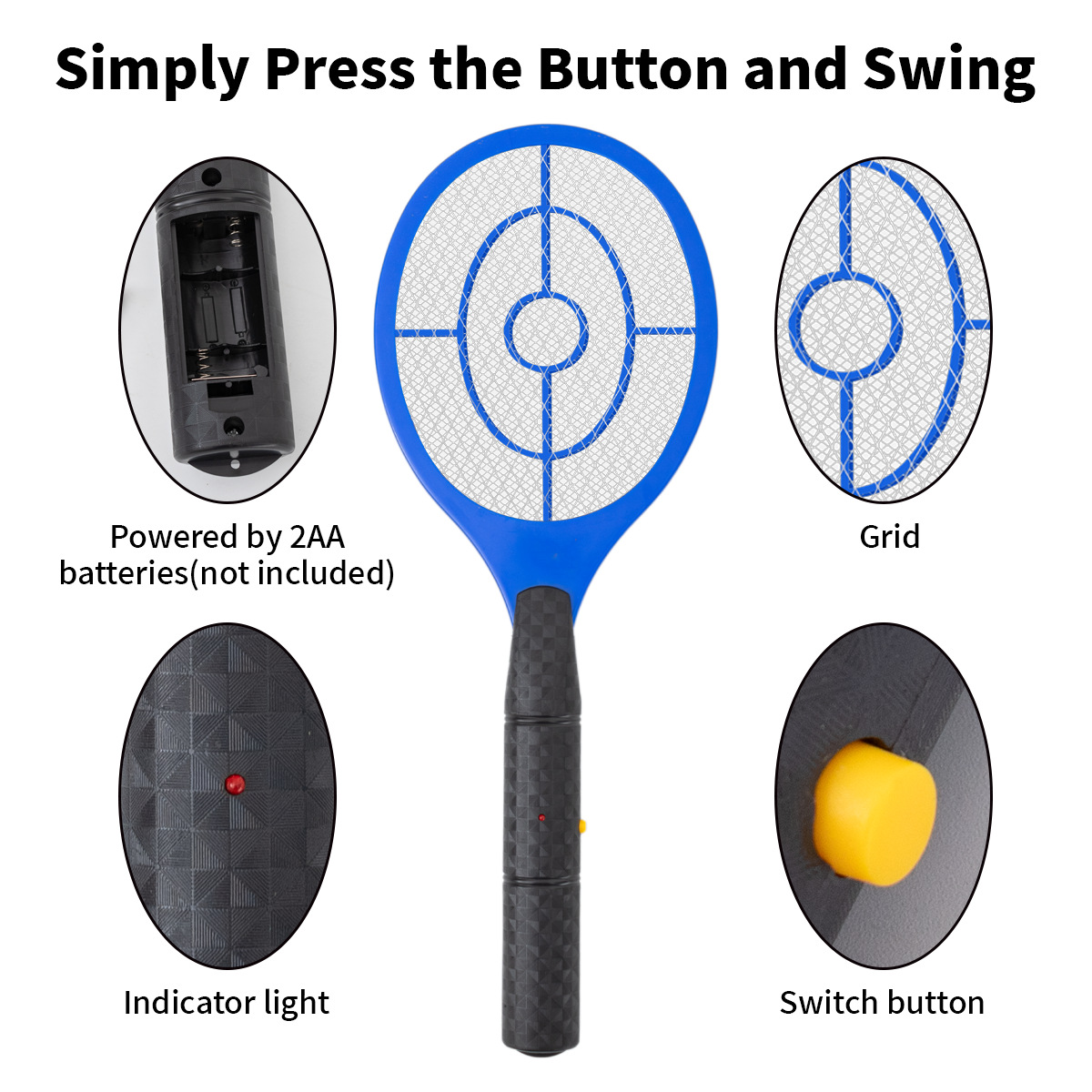 Zhouhe hogar tamaño pequeño de tres capas de malla tipo de batería fuerte mosquito eléctrico matamoscas mosquito asesino raqueta