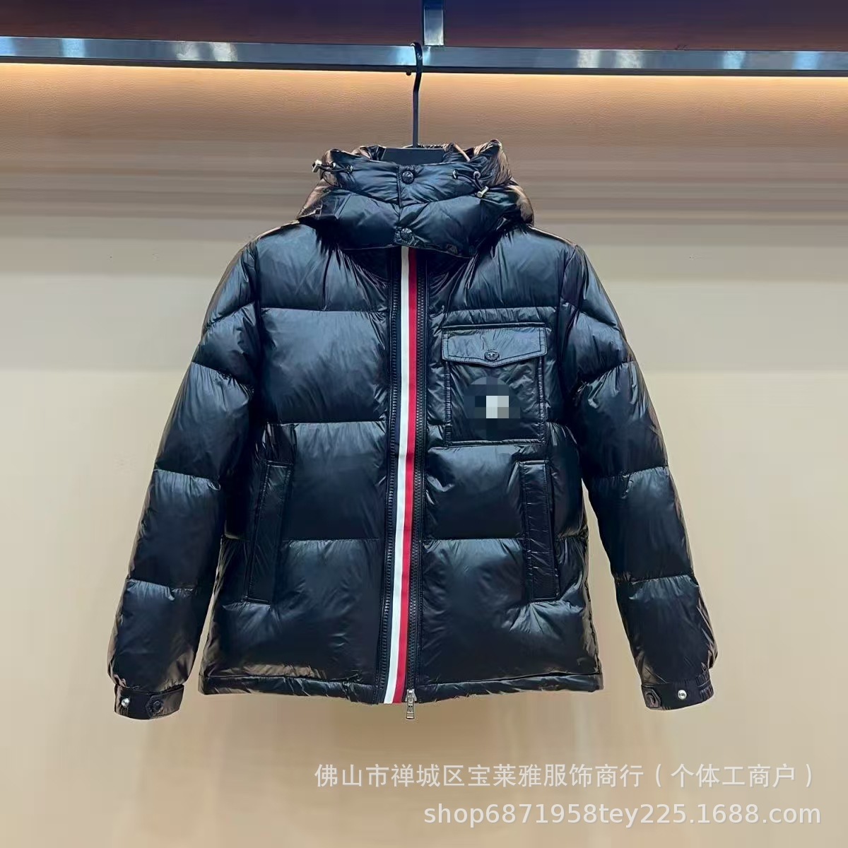 高品质蒙家玛雅羽绒服亮面经典男女彩条同款加厚防寒保暖男士外套