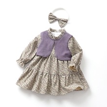 女童春秋纯棉公主连衣裙女宝宝女小童韩版洋气时尚裙子婴儿假两件