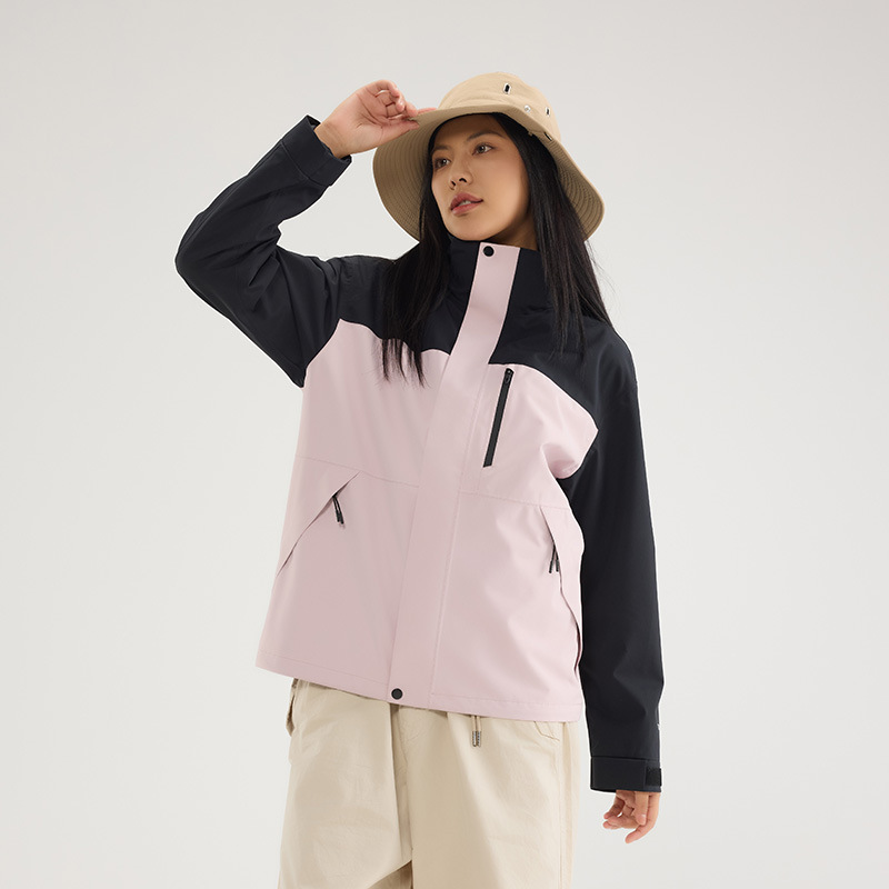 伯同風フルヒートシールアウトドアジャケット3in1、女性用取り外し可能防風防水、男性用登山服、ダウンジャケット