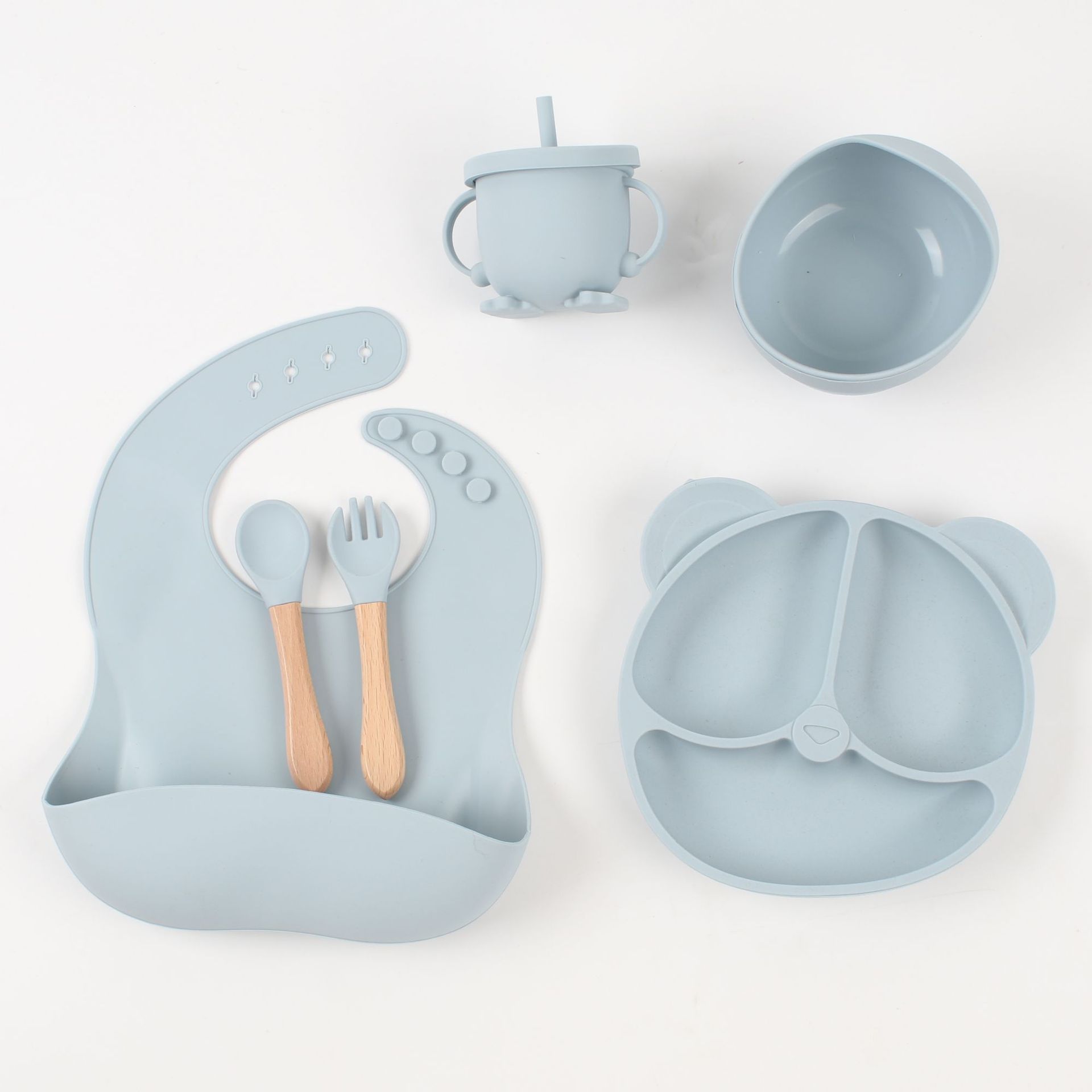 라이트블루 나무손잡이 고양이귀 6종세트